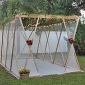 Large sukkah seats 16 with 30-inch wide tables. (Floor provided by owner.)



